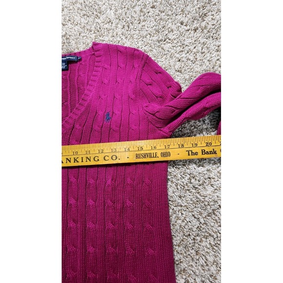 Ralph Lauren Sport Womens Pink Fushia Sweater Size Large BluePony Cable Knit Top - Picture 8 of 10